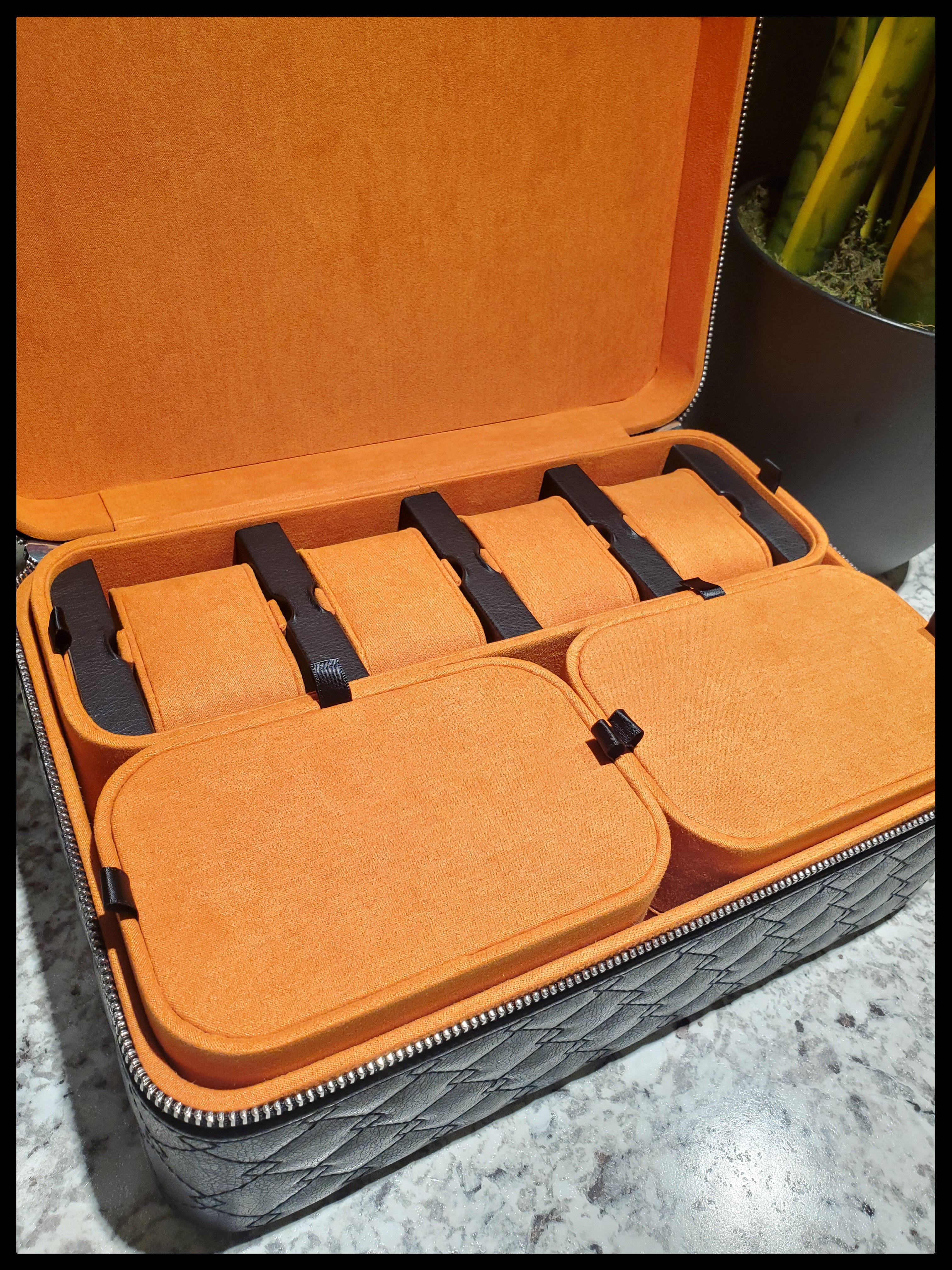 Black/Orange 3 Layer Luxury Jewelry Case