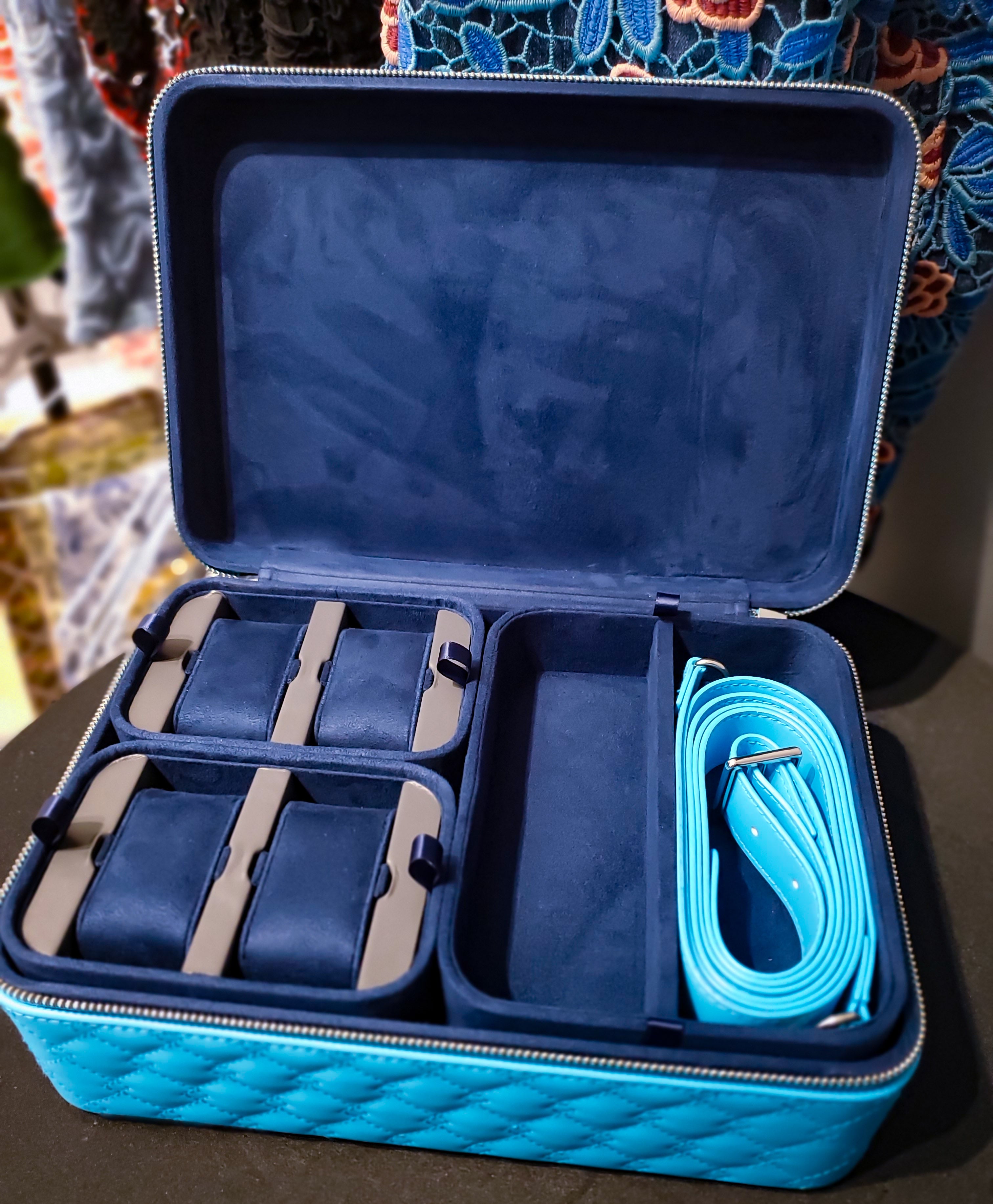 Sky Blue 3 Layer Jewelry Travel Case