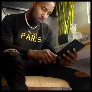 Black/Gold Classic Paris Crewneck Pullover