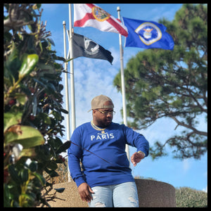 Blue/White Classic Paris Crewneck Pullover