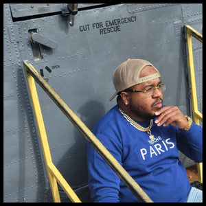 Blue/White Classic Paris Crewneck Pullover