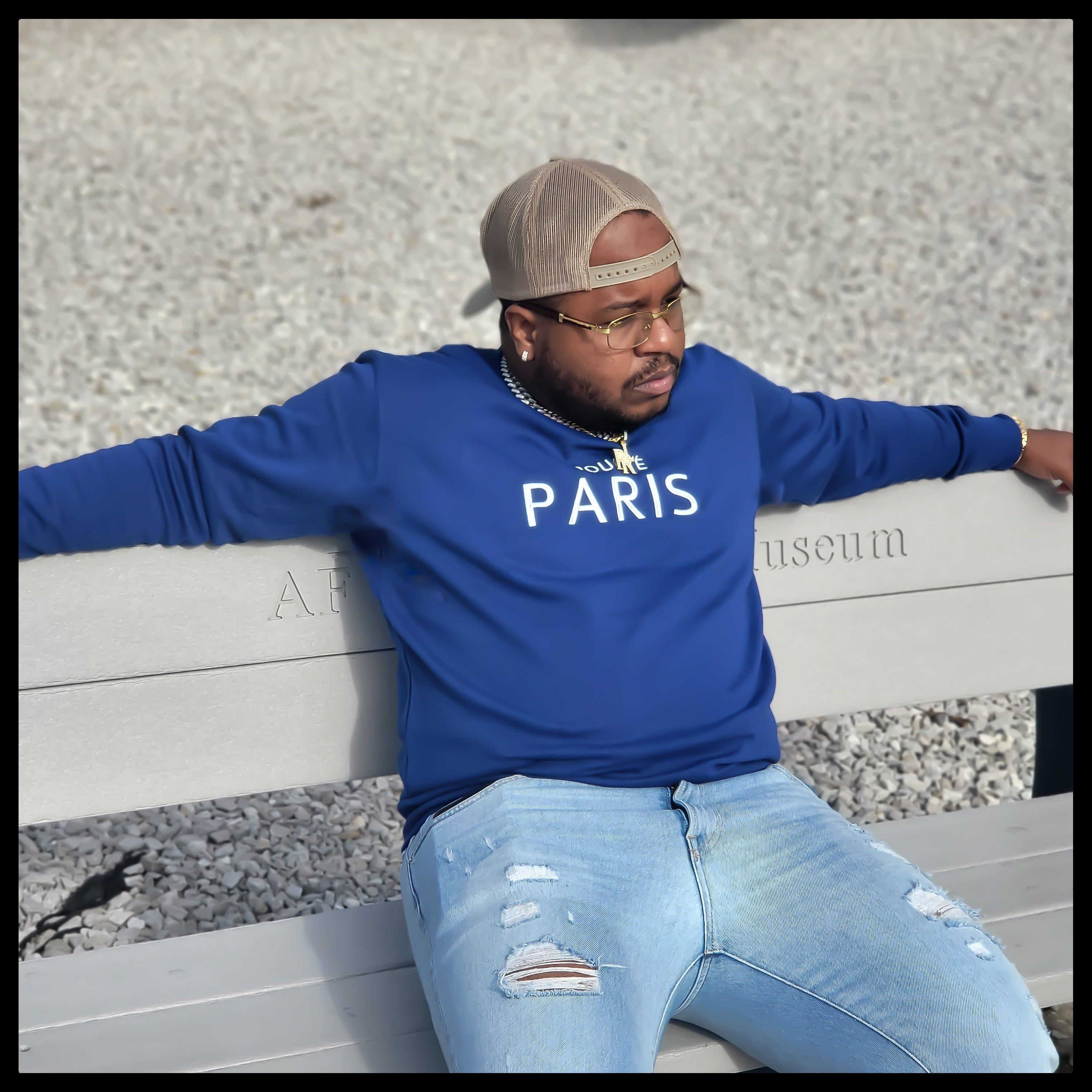 Blue/White Classic Paris Crewneck Pullover